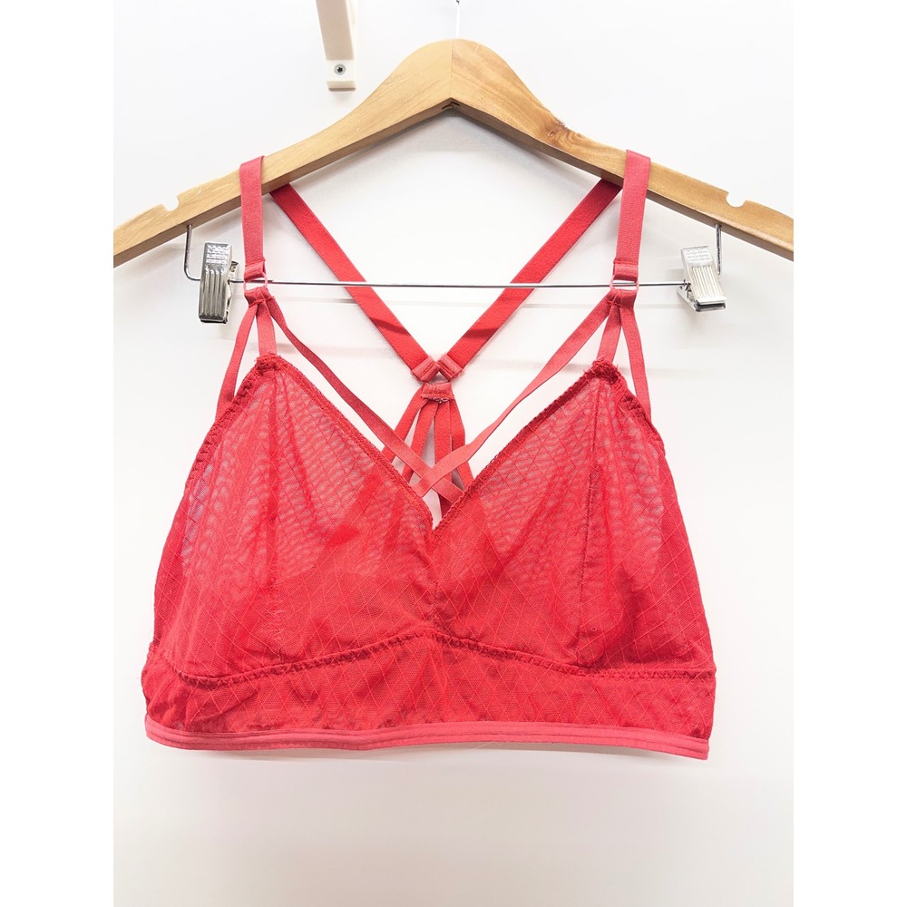 Torrid Red Mesh Strappy Racerback Bralette Size 0 Plus Size Lingerie V-Neck